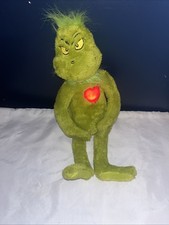 19 Dr Seuss Light-Up Grinch GLOWING Flashing HEART Plush Doll Toy Used
