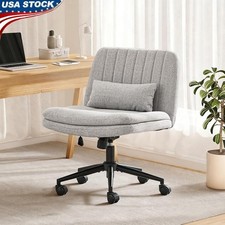 Ergonomic Armless Office Chair Wide Seat Adjustable Height Rolling Casters New