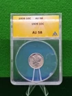 90% Silver 1939 P AU58 Mercury Dime 10C ANACS Philadelphia KM#140 Certified