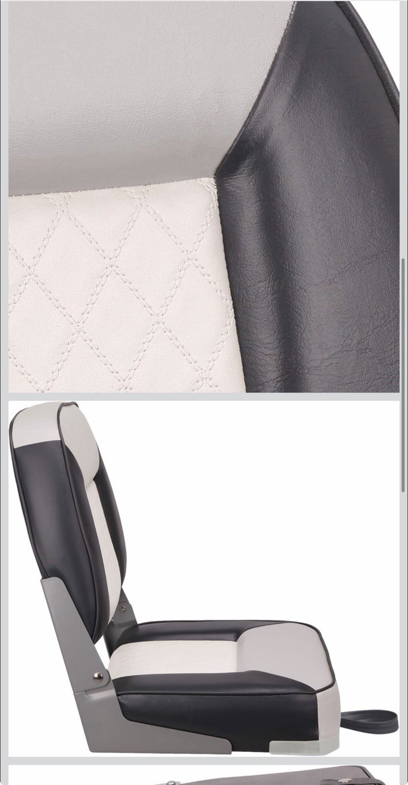 XGEAR Deluxe Low/High Back Boat Seat, Fold-Down Fishing Boat Seat