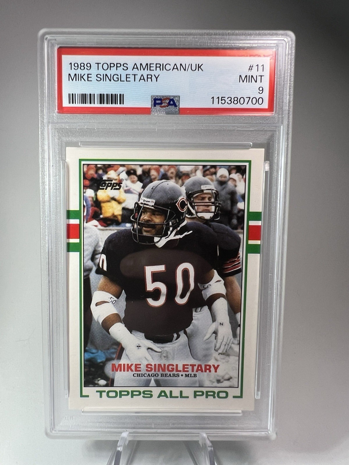 1989 TOPPS #58 MIKE SINGLETARY BEARS HOF PSA 9