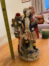Staffordshire Flatback Spill Vase Figure Named “SCOTTISH HIGHLANDER”