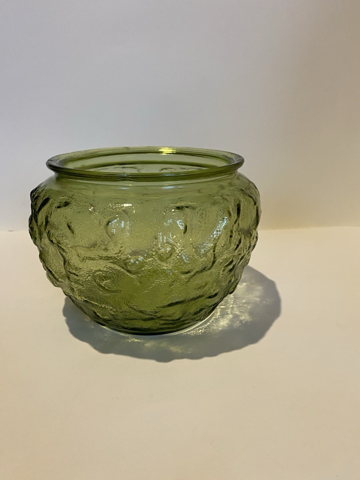 Vintage Green Crinkle Glass Bowl/Vase Made By E.O. Brody Co. USA