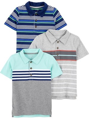 Toddler Boys 3-pack Short Sleeve Polo, stripes, 5T