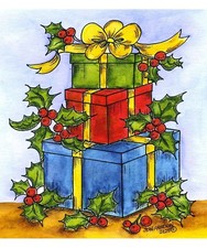 Christmas Gifts Holly  Berries Wood Mounted Rubber Stamp NORTHWOODS PP11635 New
