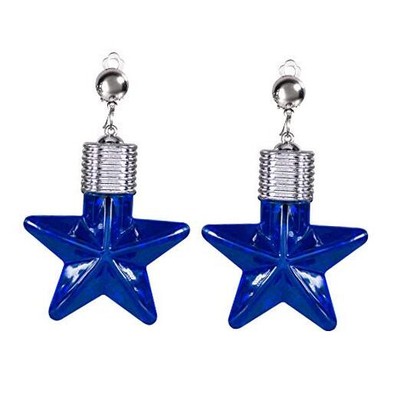 Windy City Novelties LED Light Up Jumbo Star Clip On Earrings Blue