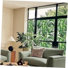 Botanical Double-Sided Frosted Textured Privacy Stained Tropical Palm Leave-l