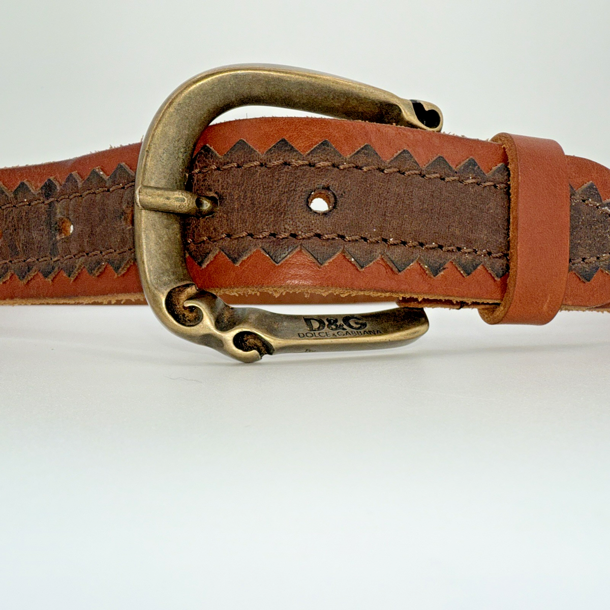 Dolce & Gabbana Tan Leather Belt Dolce & Gabbana Brown Solid Leather Brass Buckle Classic  main image 3