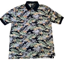 Izod Golf Tropical Polo Shirt Size Large Sporty Preppy Hawaiian Beach Vacation