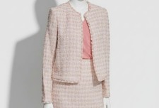 Calvin Klein Women's Pink Tweed Knit Open Front Blazer Jacket Size 12