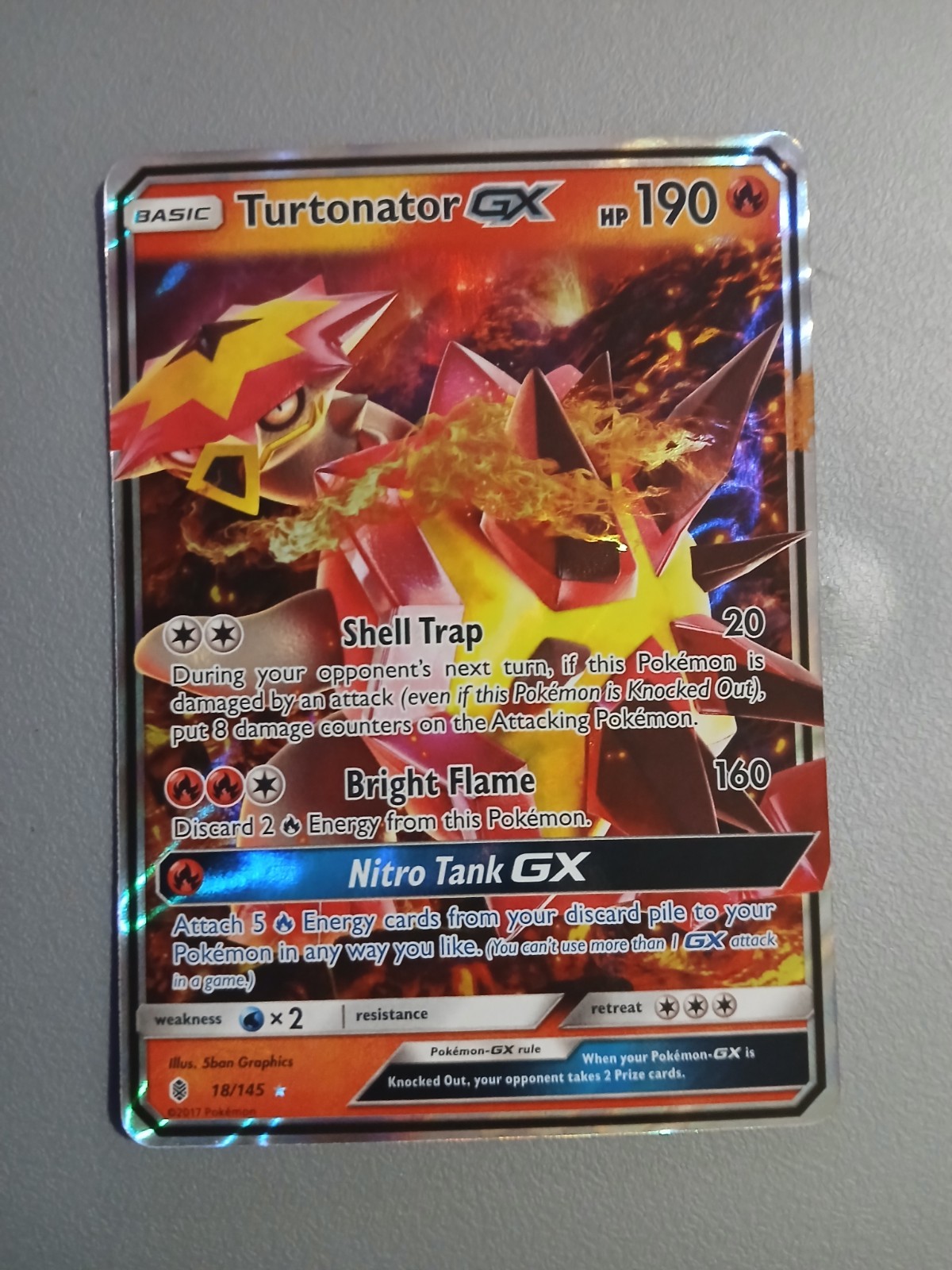 Pokemon Card Turtonator Gx 18/145 Guardians Rising