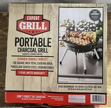 Expert Grill 14.5'' Portable Charcoal Grill, Black
