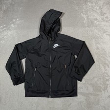 Nike Jacket Youth Large Black Hooded Full Zip Windrunner Track Pockets