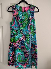 Lilly Pulitzer Floral Sleeveless Shift Dress Multicolor Size 6 Short Round Neck