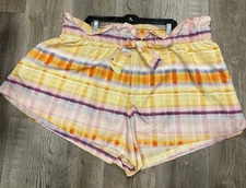 NWT Future Collective Shorts Size 2X w/Pockets & Tie-Waist - Pink/Orange/Purple