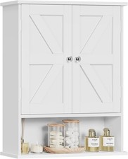 Bathroom Wall Cabinet Over The Toilet Space Saver Storage W/ Barn Doors