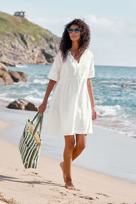 Brand New Seasalt Cornwall Draw Kiln Linen White/Chalk Dress RRP £75.95 Size 10