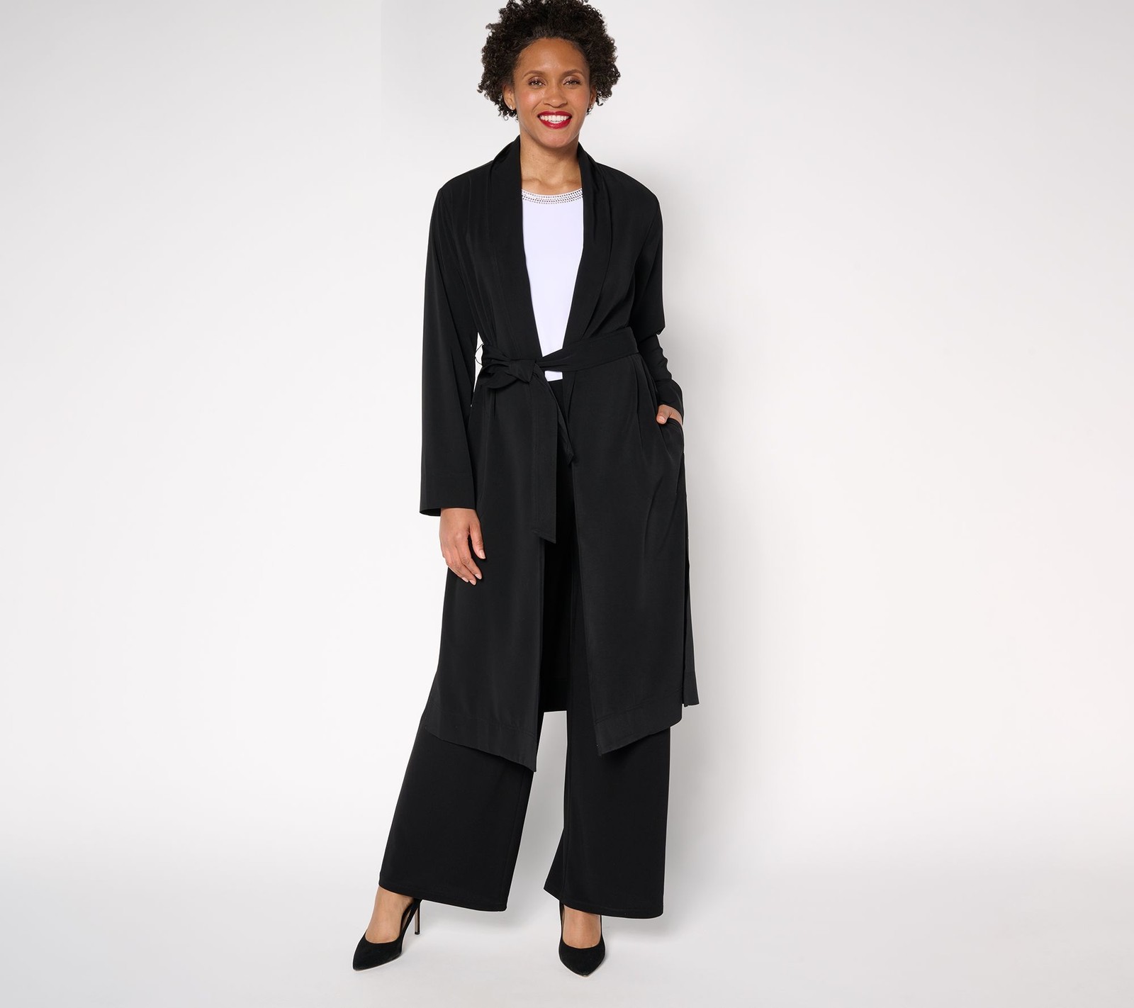 Dennis Basso Women's Jacket Sz L Regular Soft Wash Woven Topper Black A681179