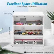 1:64 3-Layer Diecast Car Model Display Cabinet Parking Lot Case w/ LED Light