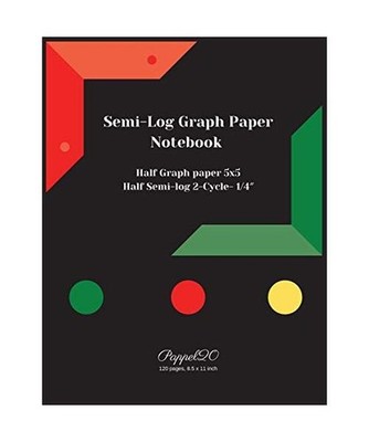 Semi-Log Graph Paper Notebook: 2-Cycle 1/4  Half Graph paper 5x5 Half Semi