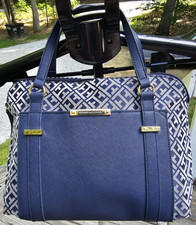 Borsa a tracolla Tommy Hilfiger monogramma jacquard cupola blu navy