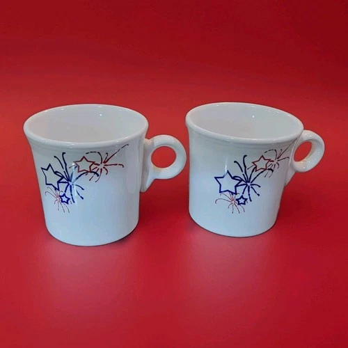 Fiesta Homer Laughlin Fiestaware  4th Of July Fireworks Mugs (2)