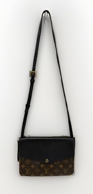 Louis Vuitton Monogram Twice Pochette Black Leather Crossbody FL0135 with COA