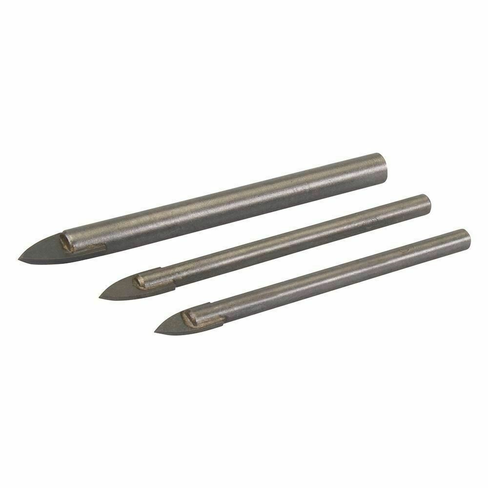 Silverline Tile & Glass Drill Bit Set 3 Pce Tungsten Carbide Tipped 5mm 6mm 8mm
