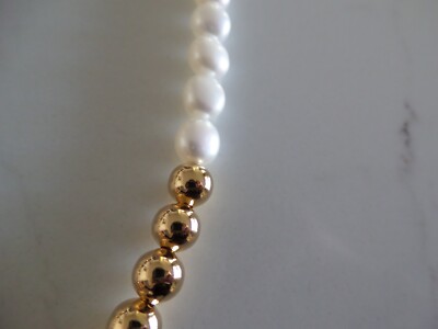 NIB Latest MISSOMA Pearl Beaded T-Bar necklace in 18K gold brass