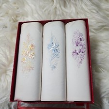 Vintage Ladies Handkerchiefs Floral  Embroidered - Box 3 From Paris
