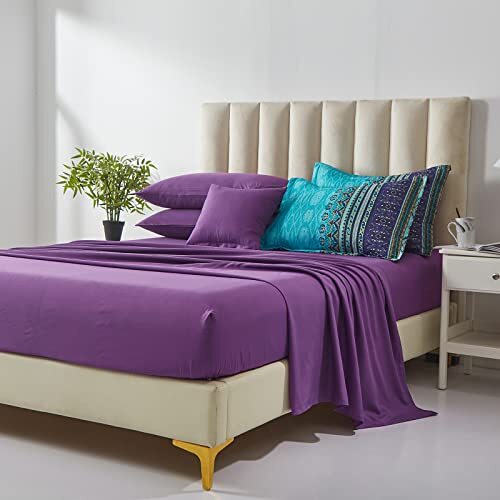 Boho Comforter Set Size 8 Piece Bed in a Bag Bohemian Striped Bedding King Aqua - Picture 6 of 7