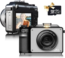 4K Digital Camera for Photography*Video 48MP Auto-Focus Anti-Shake Vlogging Came