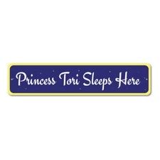 Princess Sign, Personalized Kid's Room Sign, Metal Girl Princess - Aluminum
