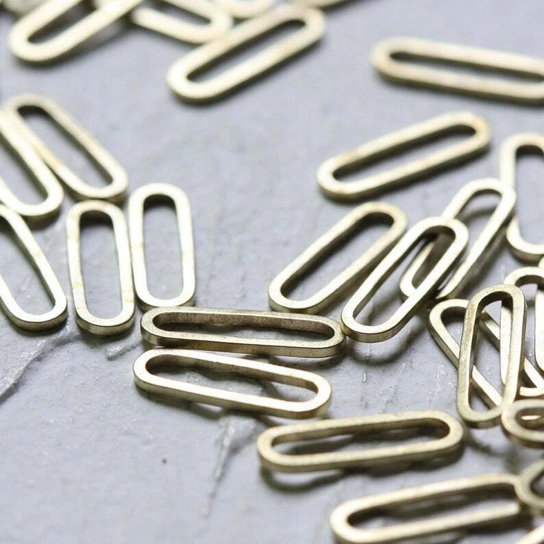 40 Pieces Raw Brass Cut Rectangle Ring-No Hole-Link-Connector 15x5mm (4412) - Image 4 of 4