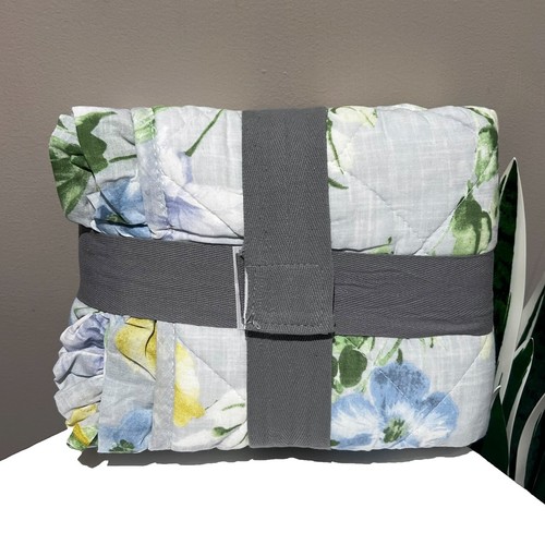 2-PK New SHABBY CHIC Multicolor Floral Quilted Standard Cotton Shams w/ Ruffles - Picture 2 of 4