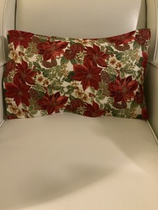 Christmas Poinsettia Pinecone Lumbar Pillow Cover Red Green Gold