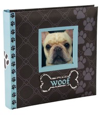 WOOF 1-Up Dog Photo Album with Bone Attachment Holds 80 4x6 Photos 