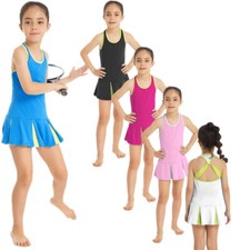 UK Girls Tennis Golf Dress Workout Outfits Sports Pleated Skirts with Shorts Set