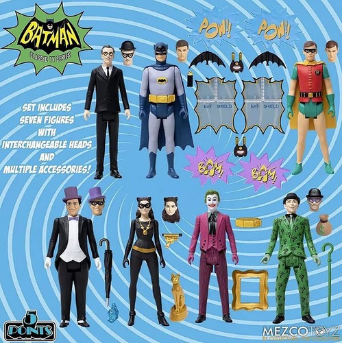 Juego de figuras de acción de lujo Mezco Toys 5 puntos Batman 1966 serie de televisión clásica - Imagen 5 de 5