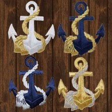 Anchor & Rope Embroidered Patch — 4-Pack — Iron On