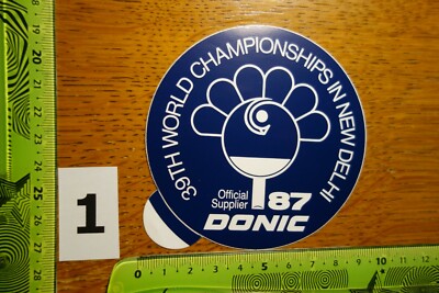 Alter Aufkleber Sport Tennis Kleidung Zubehör Spieler DONIC Worldchampian 1987