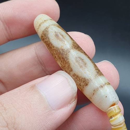 AA Vintage Antique Agate bead Tibet Himalayan Dzi pendant Necklace - Picture 3 of 14