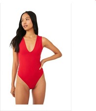 Free People Keep It Sleek Bodysuit in pink poinsettia size Small