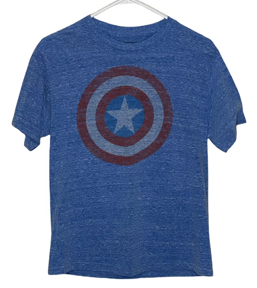 Marvel Kids Boys Captain America Shield Blue Graphic T Shirt Size Extra Large XL