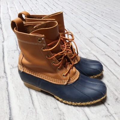 L.L. Bean Bean Boots 8-Inch Leather Duck Boots Navy Blue Size 9M VTG LL BEAN BOOTS USA MAINE-MADE LEATHER NAVY BLUE DUCK  main image 4