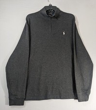 Polo Ralph Lauren Sweater Men's XL Gray Estate Rib 1/4 Zip Pullover Pony Logo