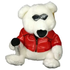 Petting Zoo Tunes White Polar Bear Plush Red Jacket Shades Music 12" WORKING