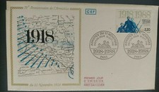 Enveloppe 1er JOUR CEF 1988 OBLITÉRÉ ARMISTICE 11 NOVEMBRE PARIS TIMBRE N° 2549