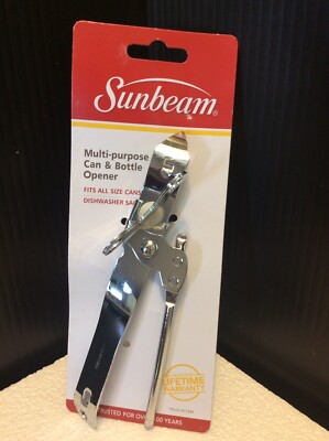 New Robinson Sunbeam Multi-Purpose Manual Can & Bottle Opener Stainless Steel