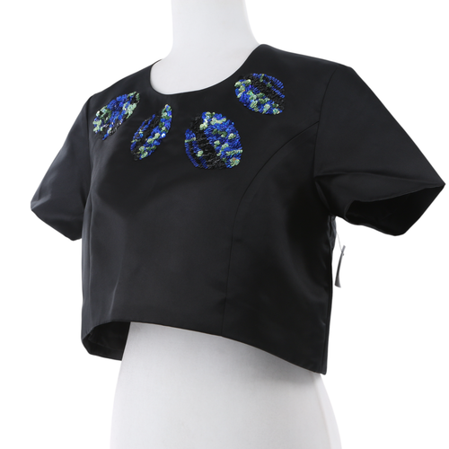 Lulu & Coco Black Sequin Applique Women’s Crop T-Shirt - S - Retail $125 - NWT